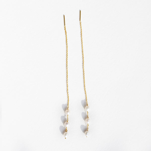 Triple Pearl Threader Earring